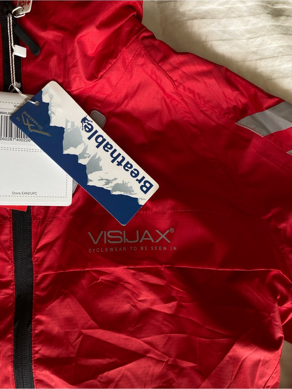 Visijax UK shop Red Reflective Cycling Jacket New High Visibility Waterproof - Picture 4 of 5